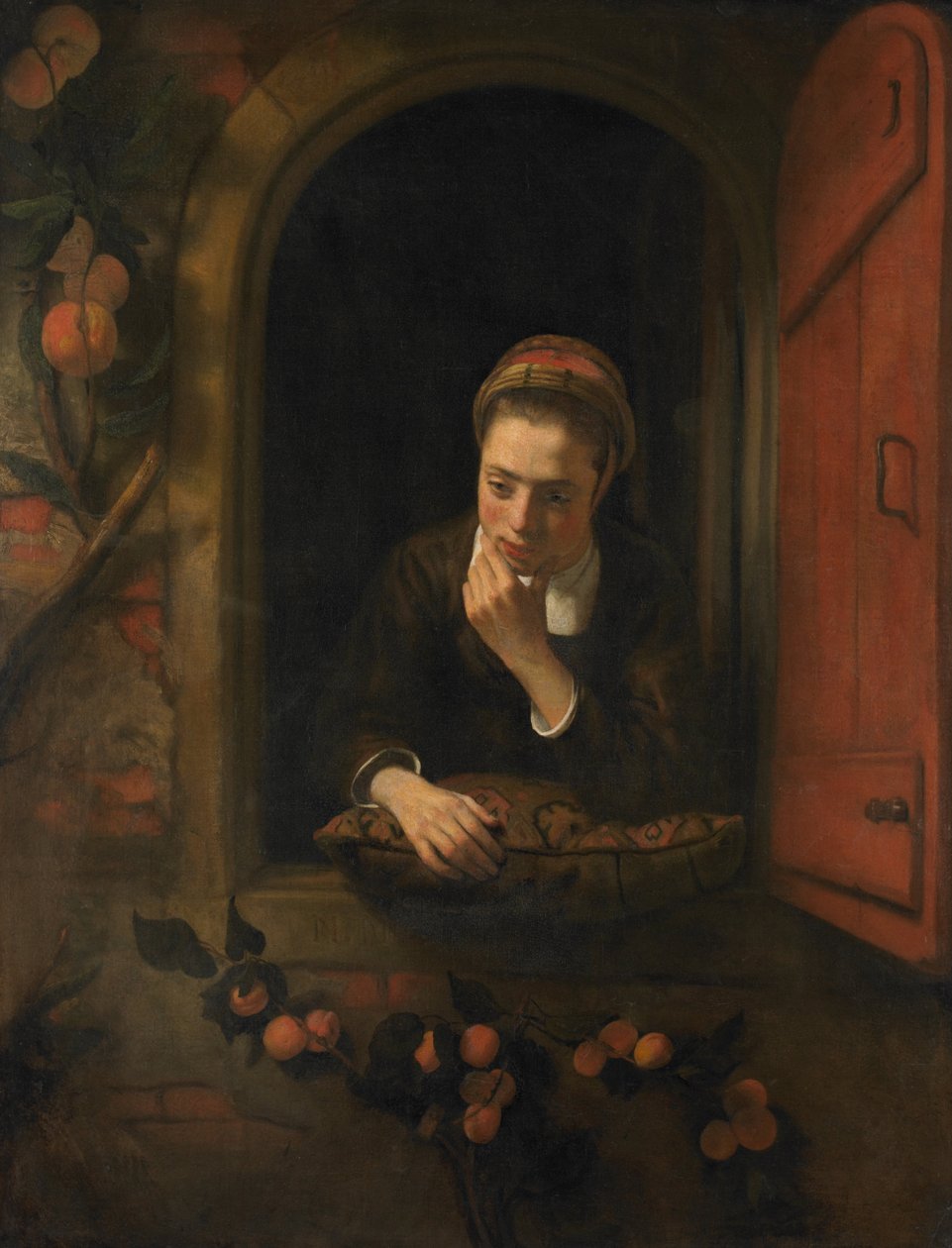 Francês:  La rêveuse Rapariga à janela, conhecida como "A sonhadora de Nicolaes Maes