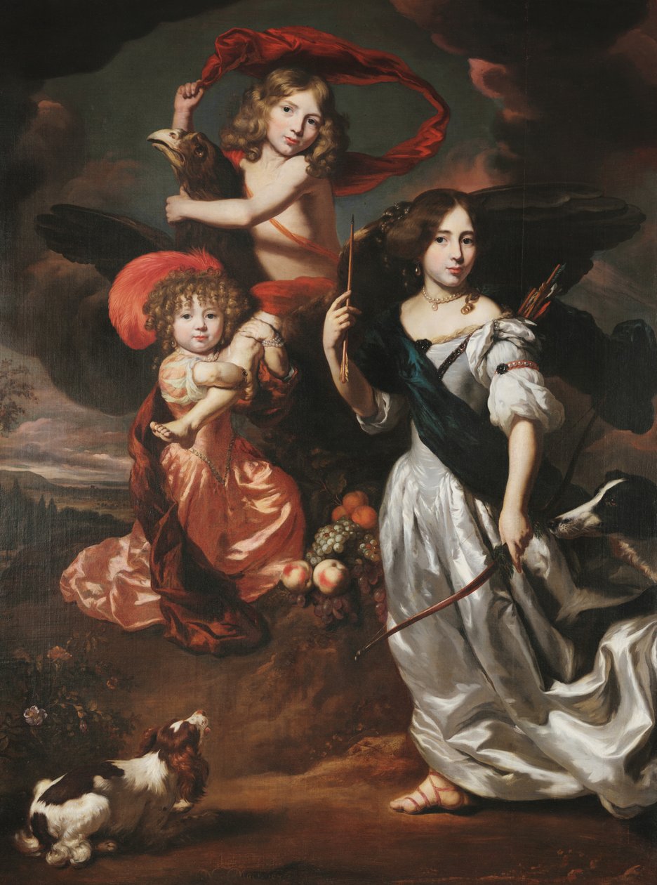 Retrato de três crianças como Ceres, Ganimedes e Diana de Nicolaes Maes