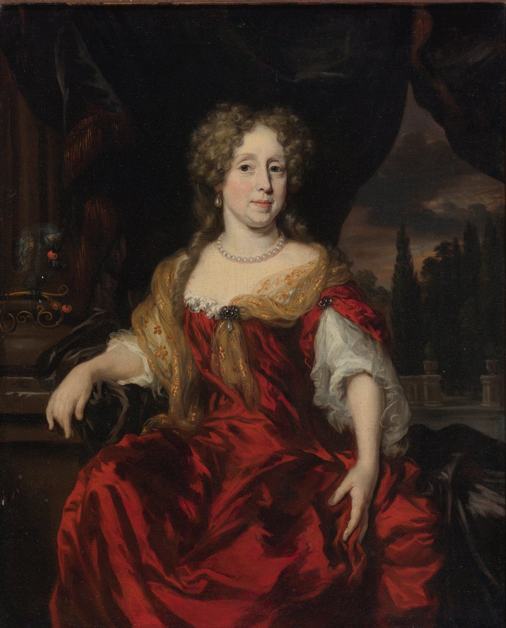 Retrato de uma senhora de vestido vermelho de Nicolaes Maes
