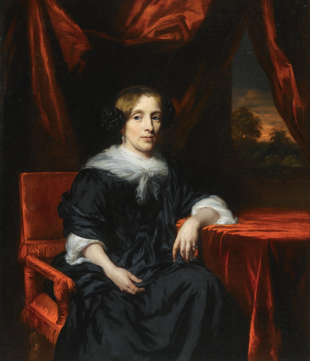Retrato de uma mulher em um vestido preto de Nicolaes Maes