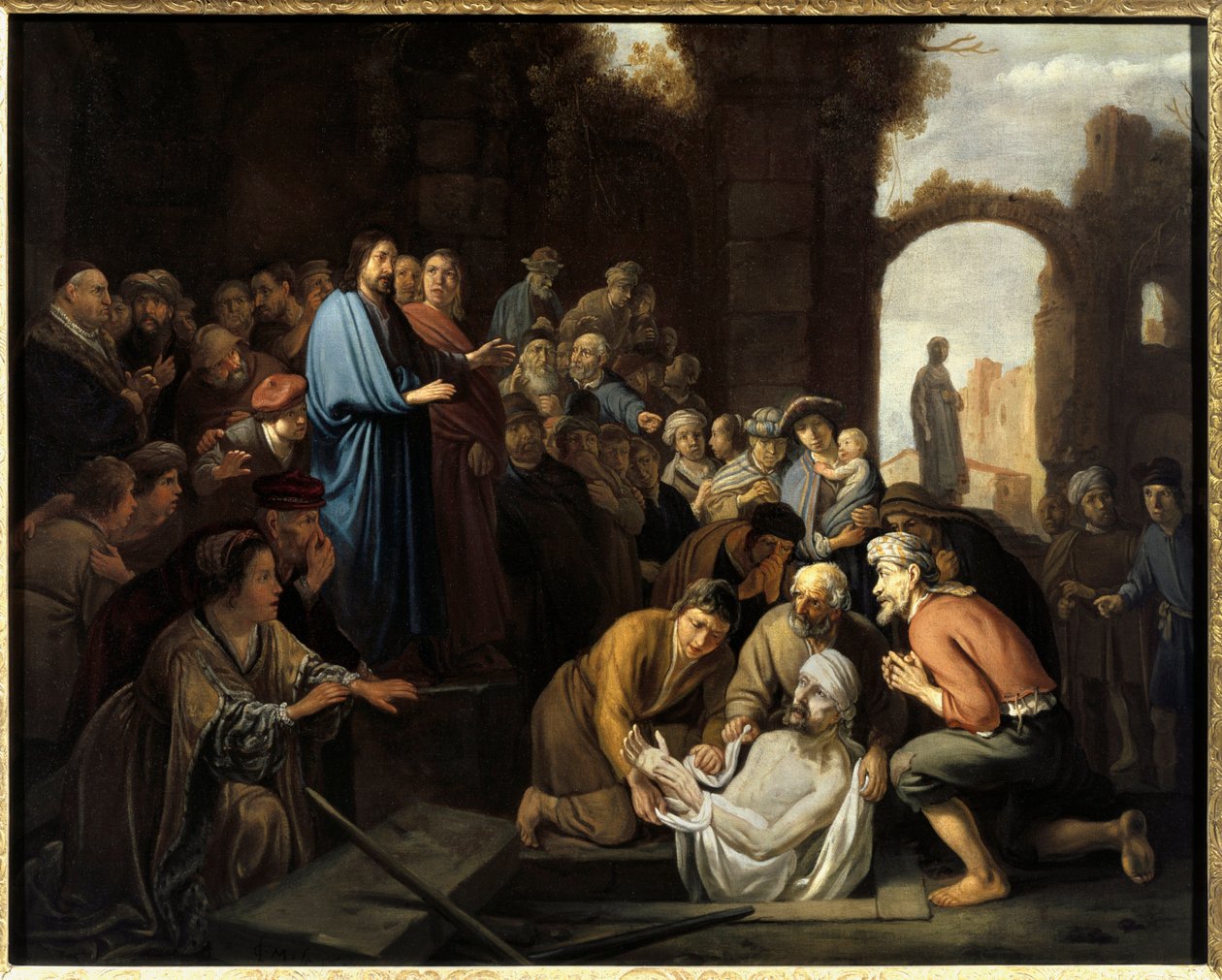 Ressurreição de Lázaro. Quadro de Nicolaes Cornelisz Moyaert de Nicolaes Moeyaert
