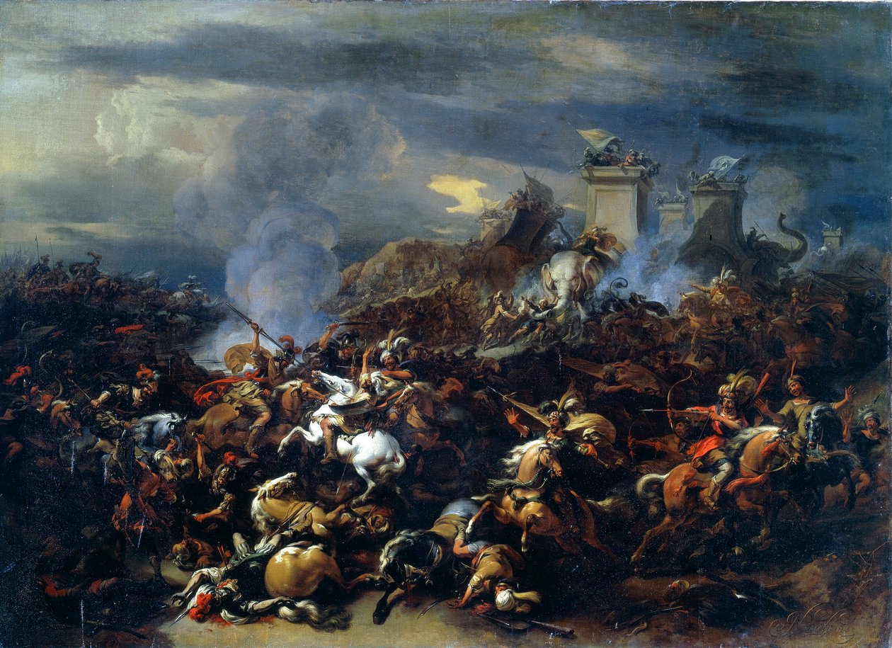 Batalha entre Alexandre e Porus, 326 aC, meados do século XVII de Nicolaes Pietersz. Berchem