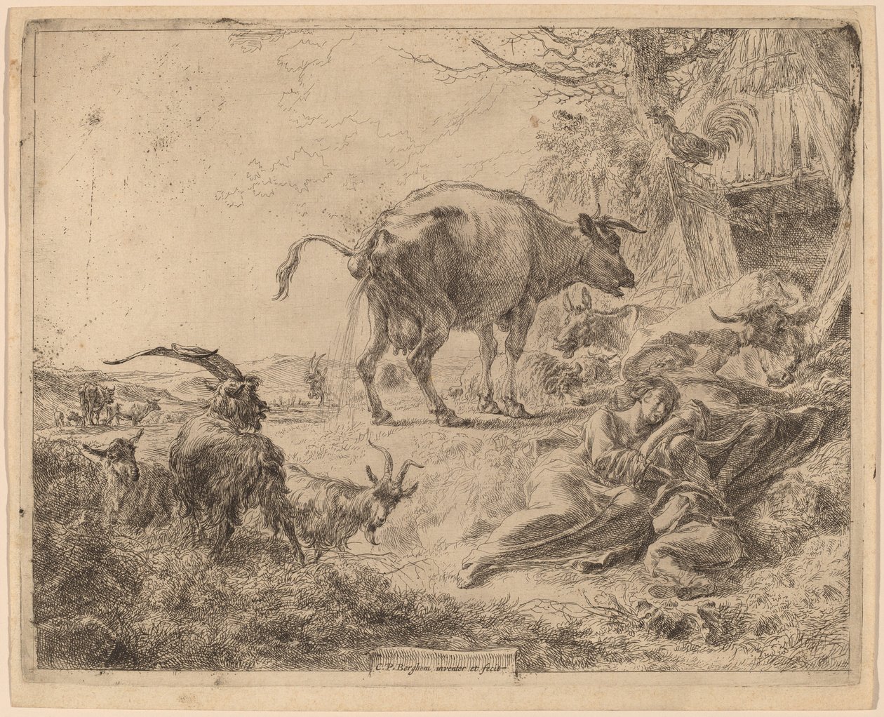 Vaca mijando de Nicolaes Pietersz Berchem