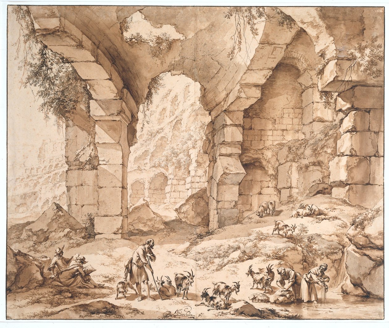 Vista das ruínas do Coliseu de Nicolaes Pietersz Berchem