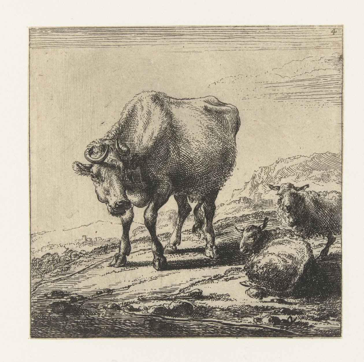 Vaca e duas ovelhas
Vacas (título da série) de Nicolaes Pietersz Berchem