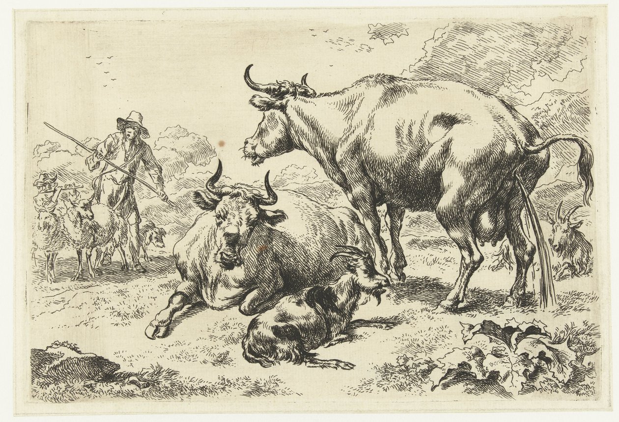 Uma vaca mentirosa e mijona
Animais (título da série) de Nicolaes Pietersz Berchem