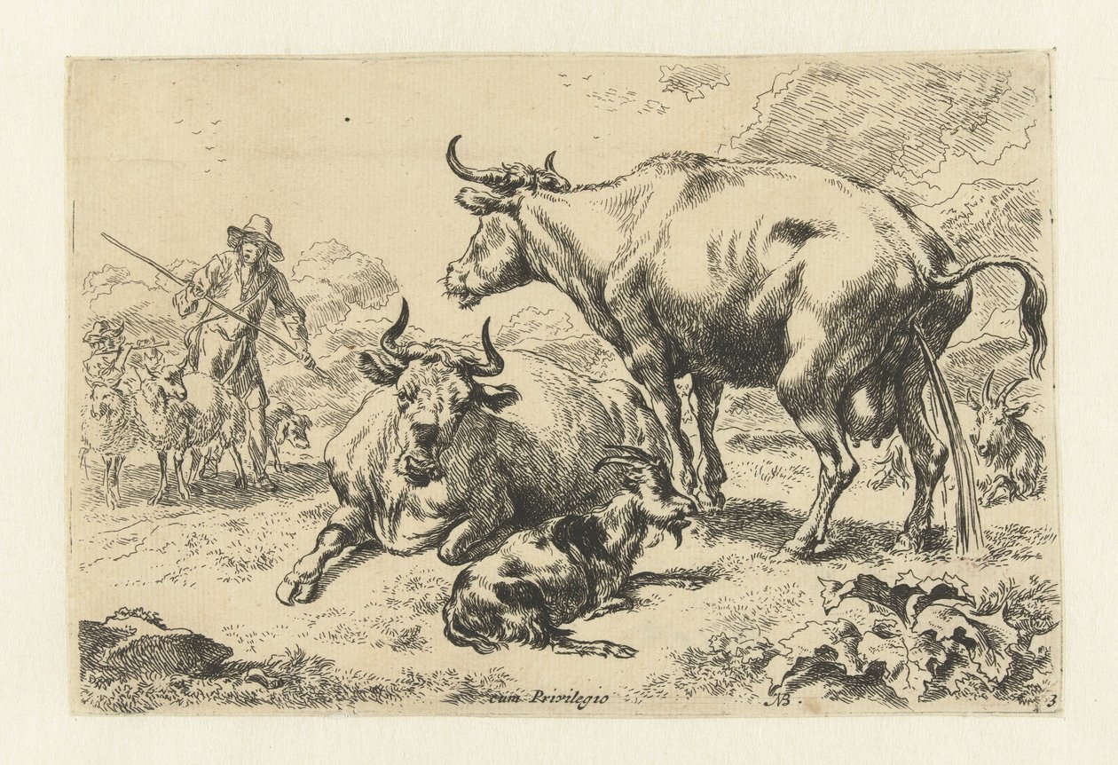 Uma vaca mentirosa e mijona
Animais (título da série) de Nicolaes Pietersz Berchem