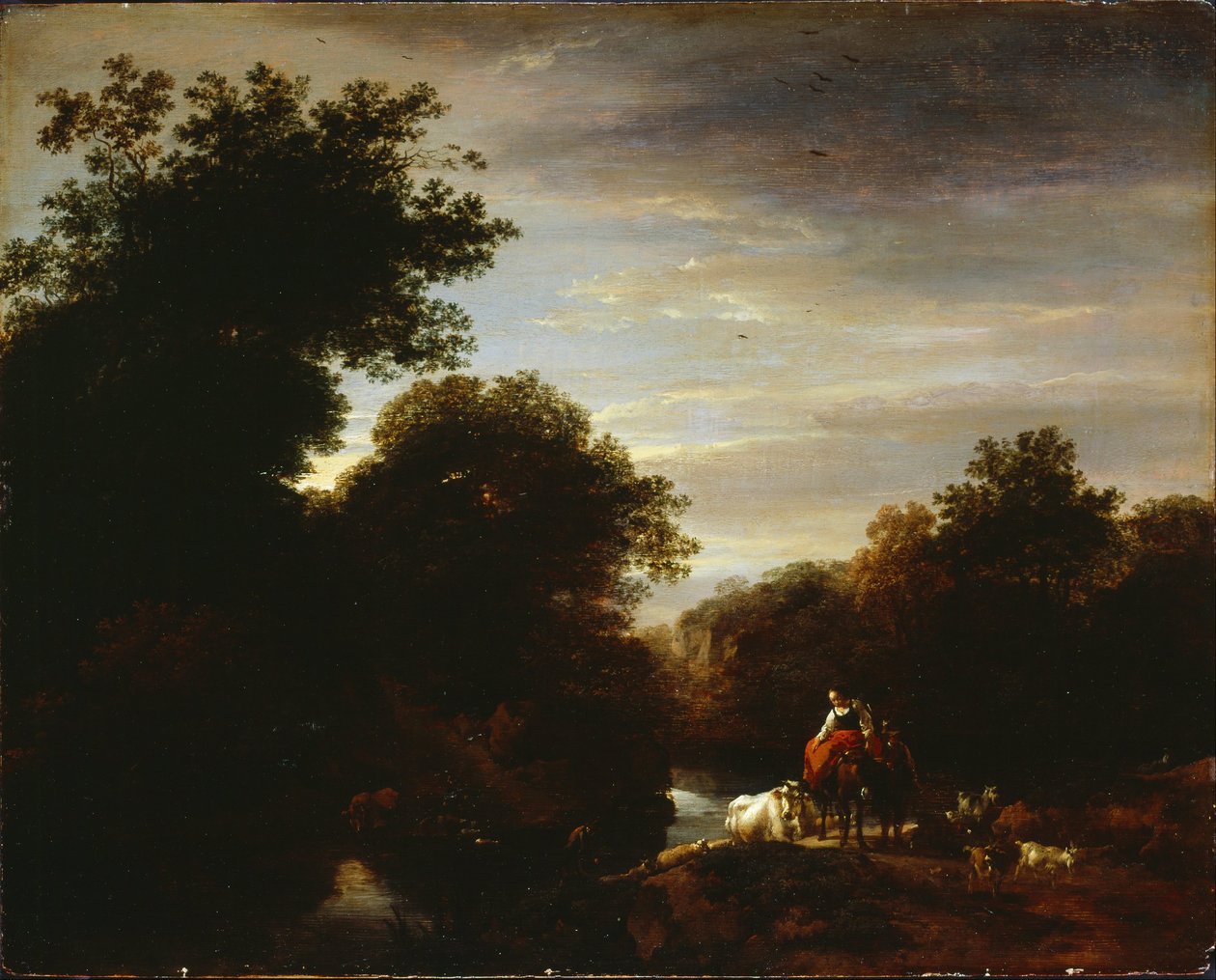 Camponeses em um Ford de Nicolaes Pietersz. Berchem