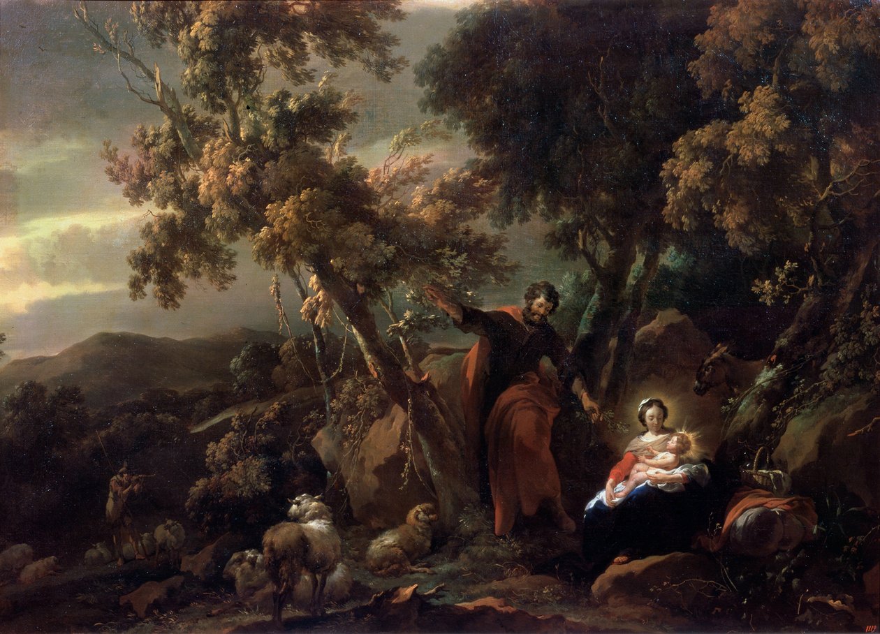 Descanse na fuga para o Egito, século XVII. de Nicolaes Pietersz. Berchem