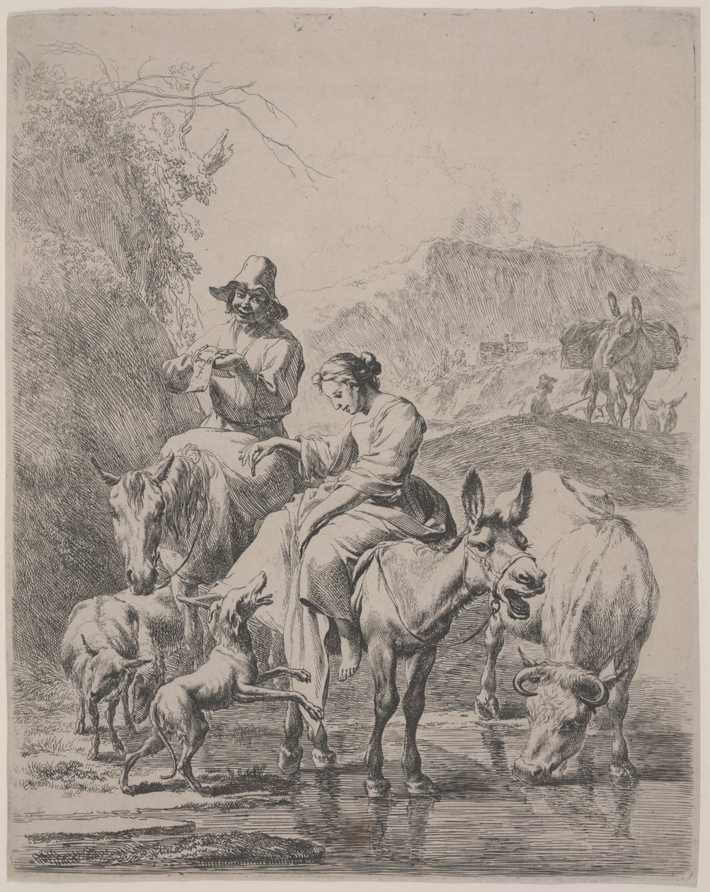 Travessia do rio (Le Ruisseau Traverse) de Nicolaes Pietersz. Berchem
