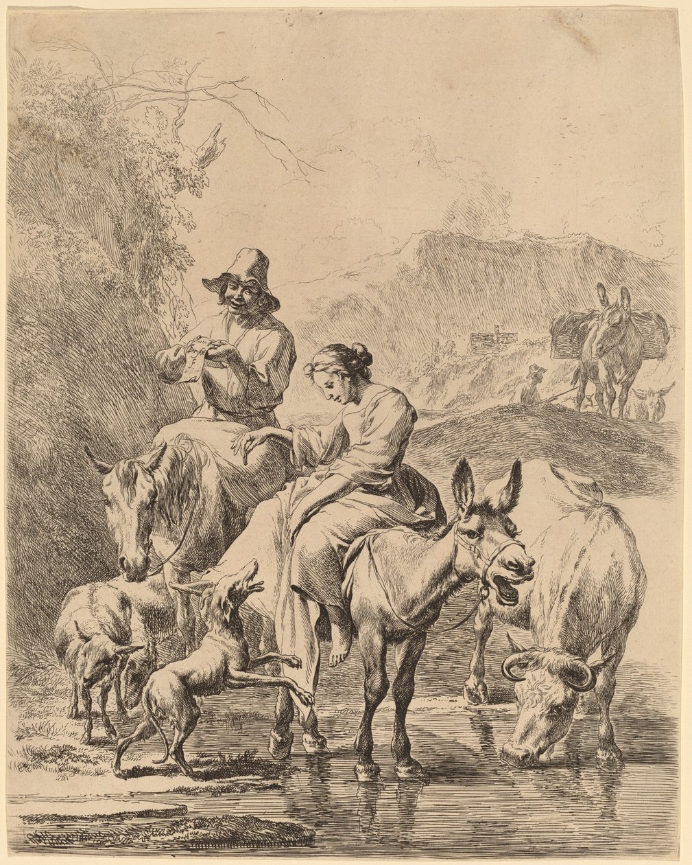 Pastora em um burro de Nicolaes Pietersz Berchem