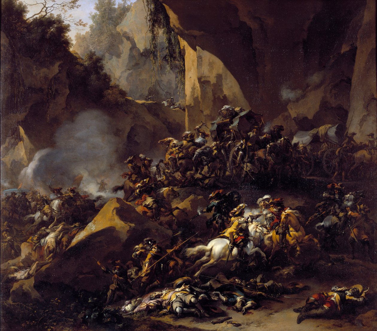 Viajantes atacados por assaltantes de Nicolaes Pietersz Berchem