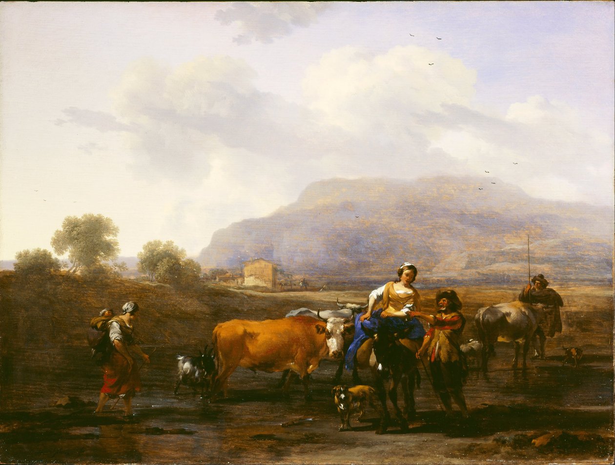Camponeses Viajantes (Noite) de Nicolaes Pietersz. Berchem