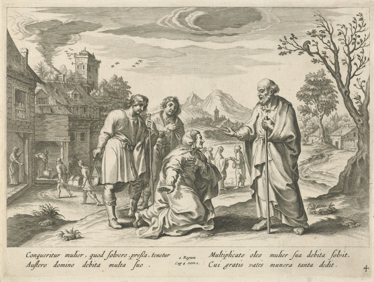 Elisa ajuda uma viúva pobre História de Elisa (título da série) de Nicolaes Ryckmans