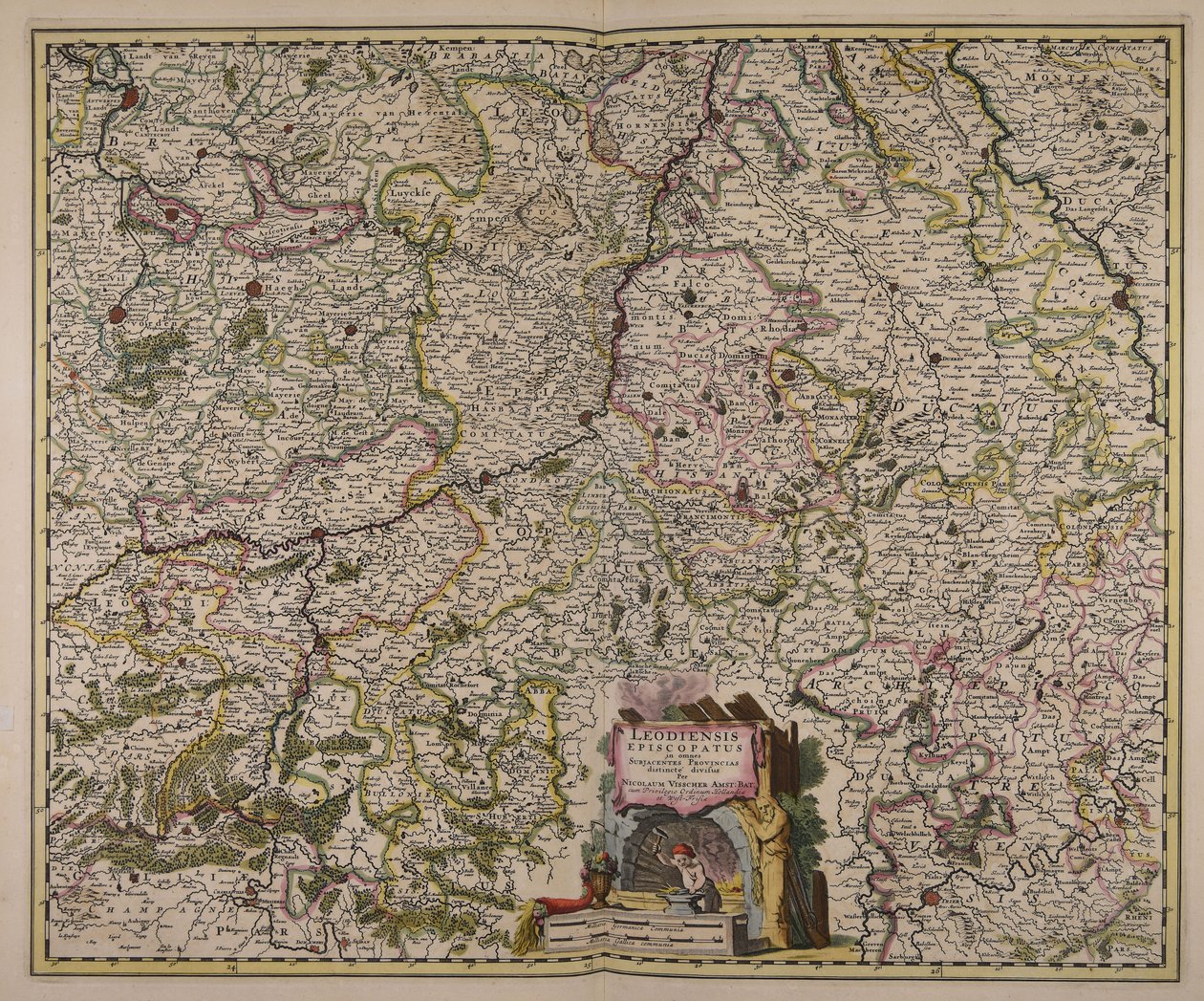 Leodiensis episcopatus in omnes subjacentes provincias distincté divisus de Nicolaes Visscher