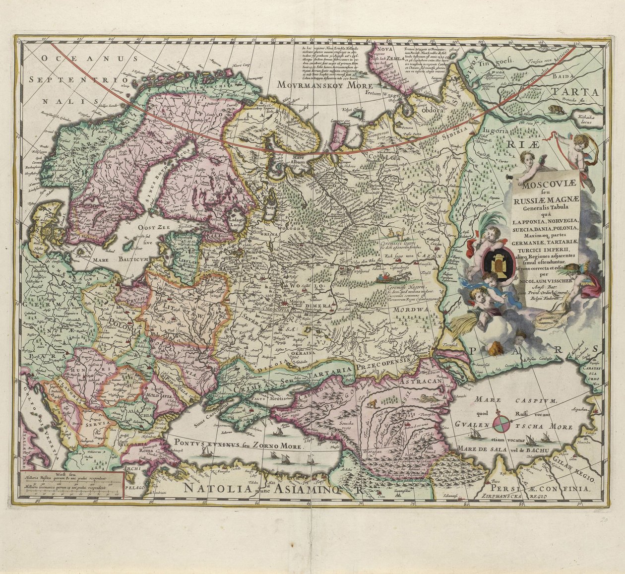 Mapa da Rússia, segunda metade do século XVII de Nicolaes Visscher