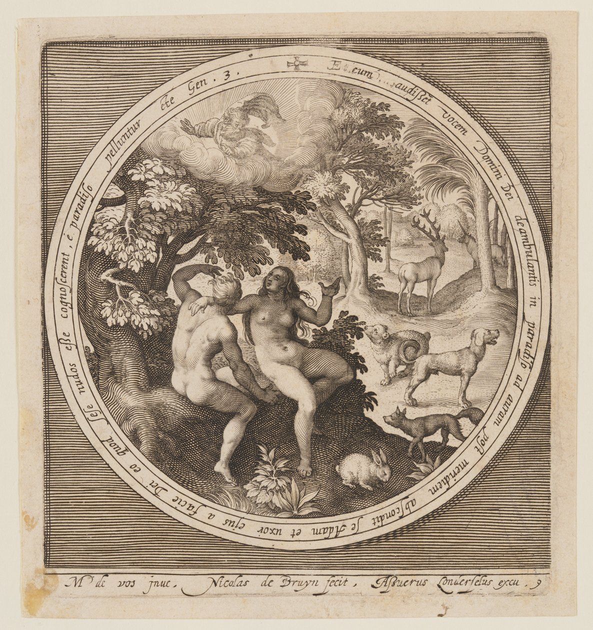 Adão e Eva escondidos do Senhor, desde a criação até à expulsão do Paraíso de Nicolaes de Bruyn