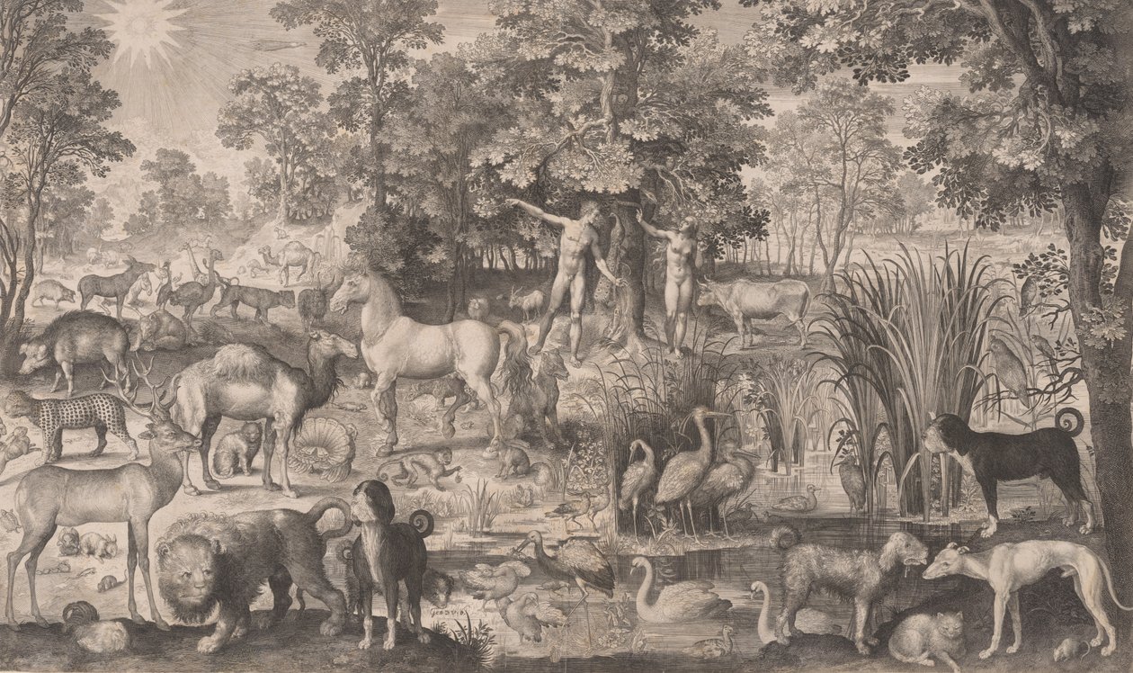 Adão e Eva no Paraíso, 1631., 1631. de Nicolaes de Bruyn