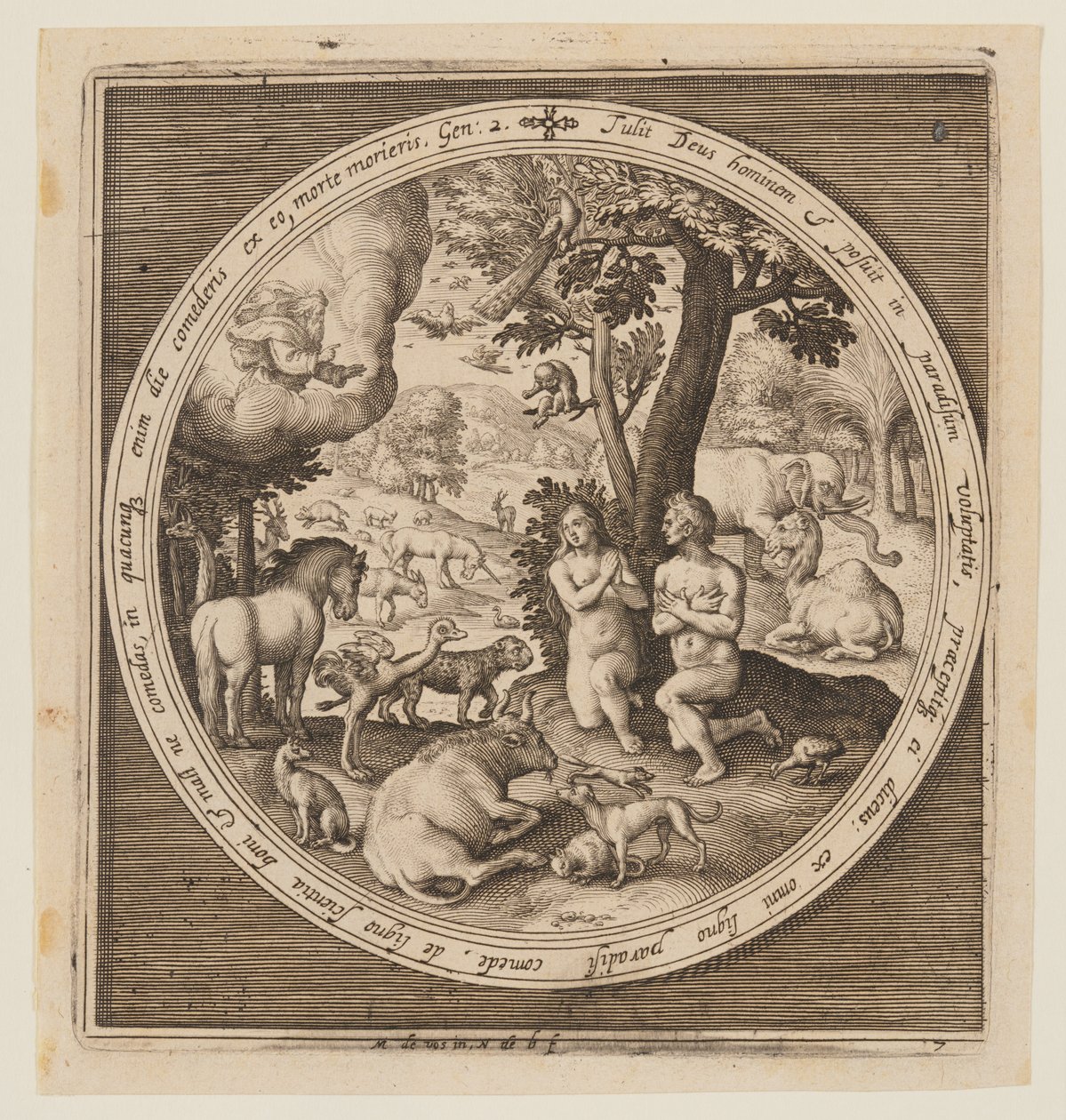 Adão e Eva no Paraíso, desde a criação até à expulsão do Paraíso de Nicolaes de Bruyn