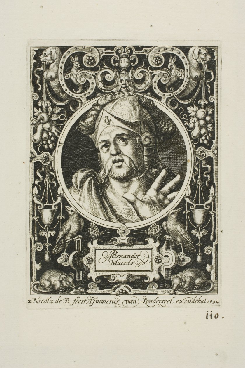 Alexandre, o Grande, prato dois de Os Nove Dignos de Nicolaes de Bruyn