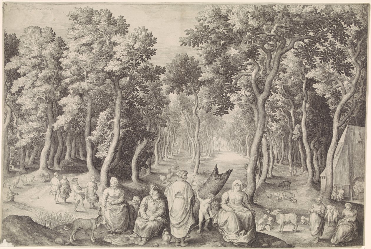 Família camponesa em uma floresta de Nicolaes de Bruyn