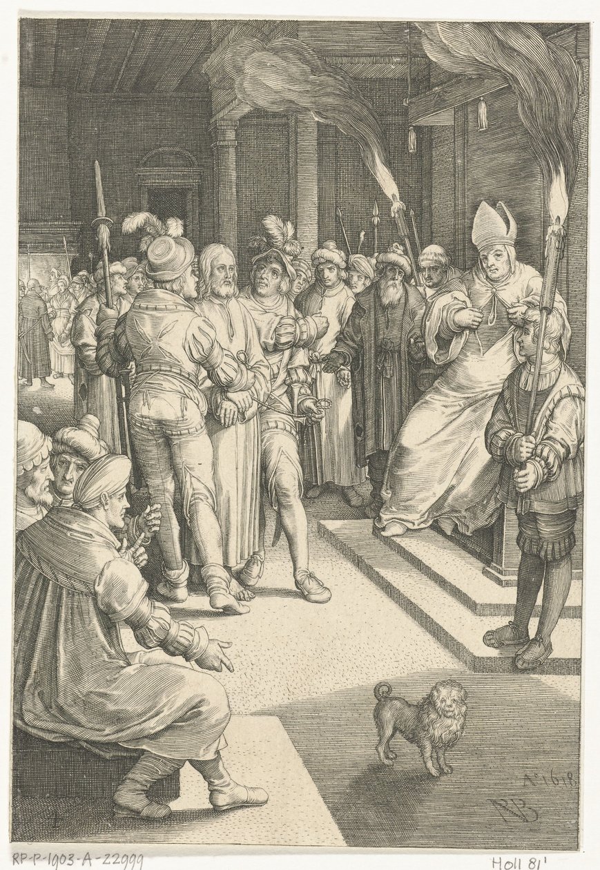 Cristo antes de Caifás
A Paixão (título da série) de Nicolaes de Bruyn
