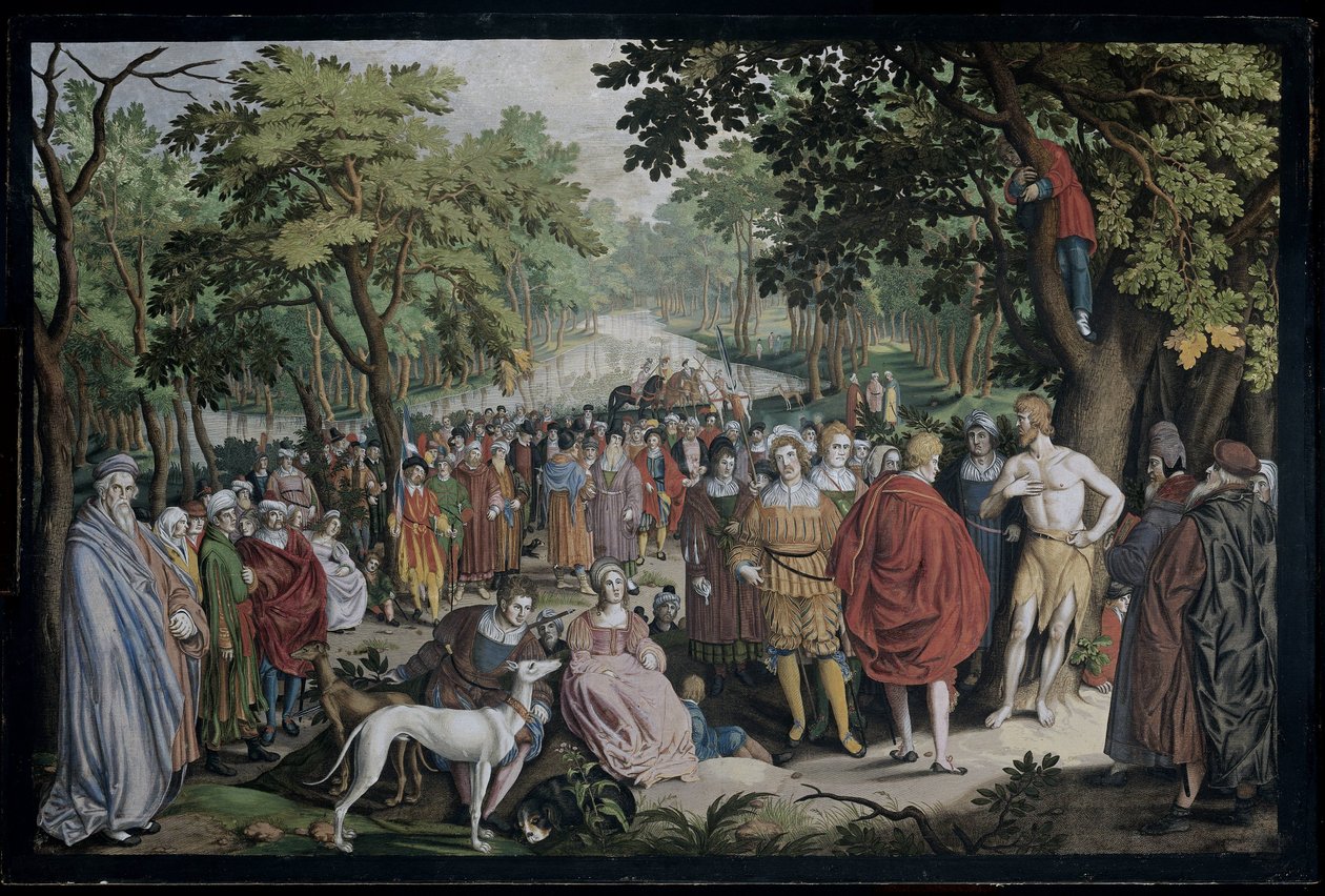 A pregação de João Baptista nas margens do rio Jordão de Nicolaes de Bruyn