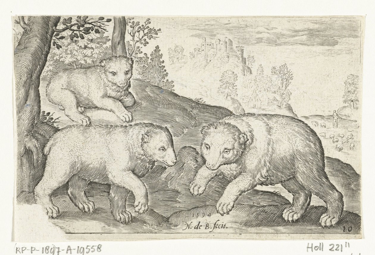 Três ursos
Animalivm qvadrvpedvm (título da série)
Animais em paisagens (título da série) de Nicolaes de Bruyn