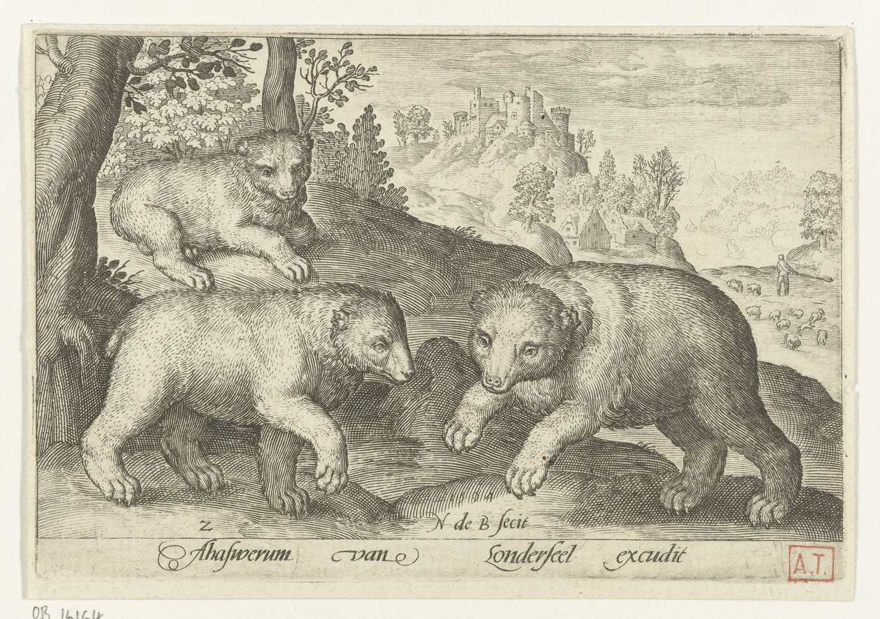 Três ursos
Animalivm qvadrvpedvm (título da série)
Animais em paisagens (título da série) de Nicolaes de Bruyn