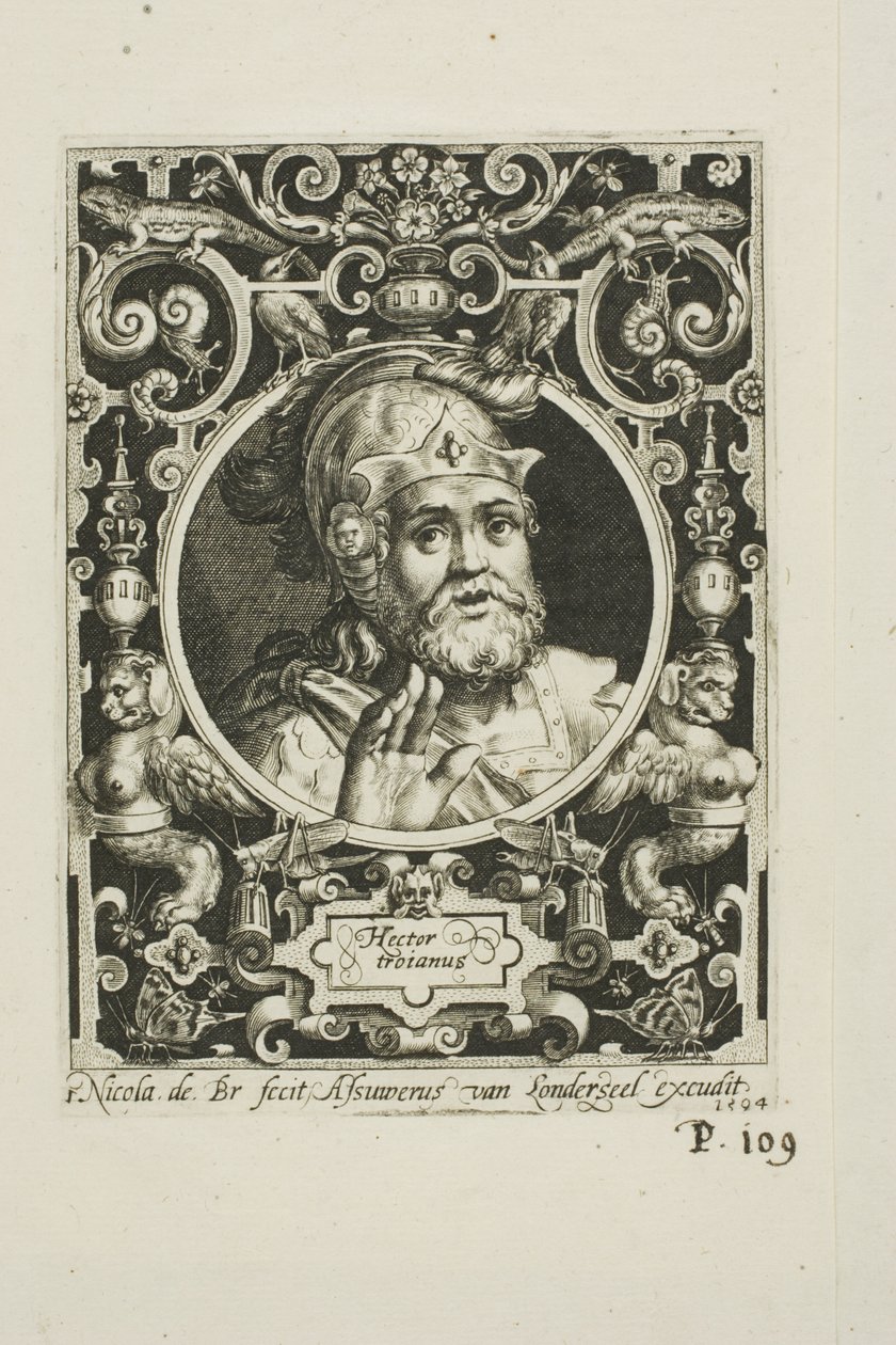 Heitor de Troia, prato um de Os Nove Dignos de Nicolaes de Bruyn