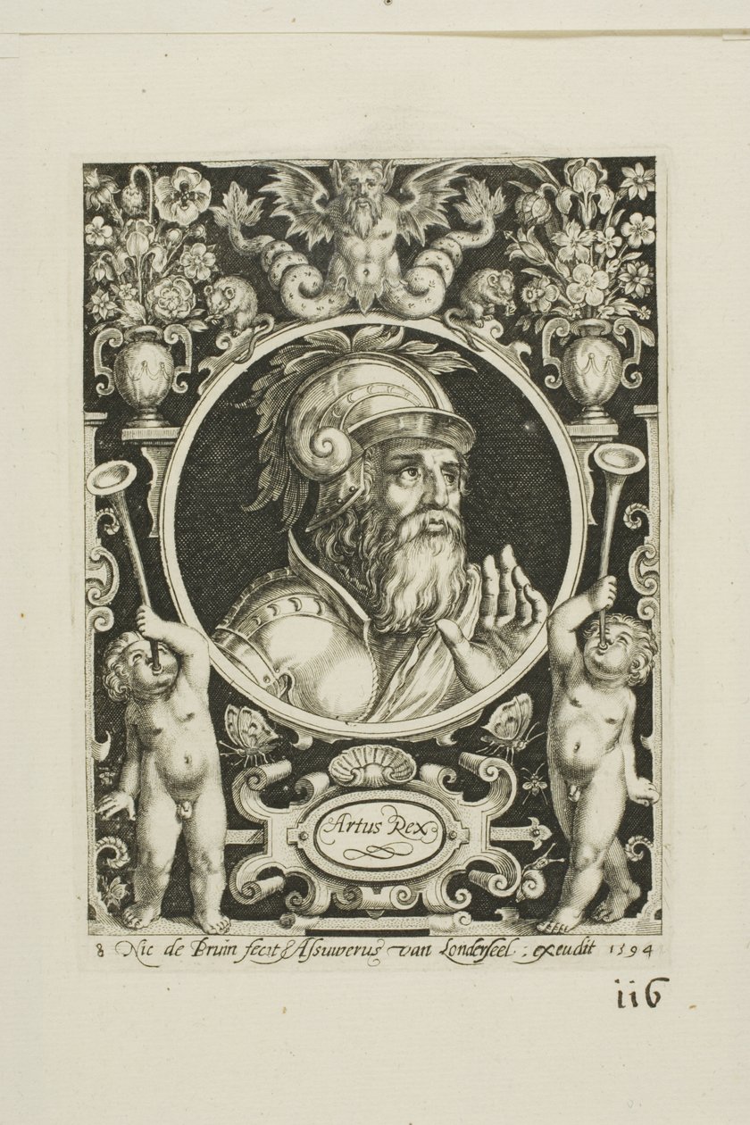 Rei Arthur, prato oito de The Nine Worthies de Nicolaes de Bruyn