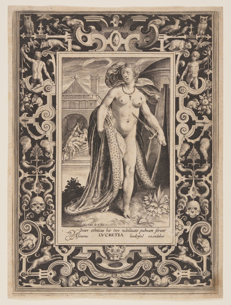 Lucretia, prato um de The Nine Worthies de Nicolaes de Bruyn