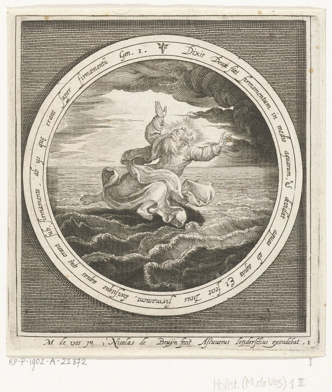 Segundo dia da criação: Deus separa as massas de água no céu e no mar
Da criação à expulsão do paraíso (título da série) de Nicolaes de Bruyn