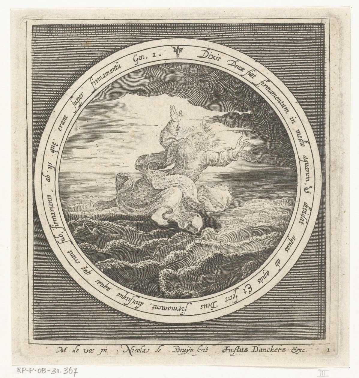 Segundo dia da criação: Deus separa as massas de água no céu e no mar
Da criação à expulsão do paraíso (título da série) de Nicolaes de Bruyn