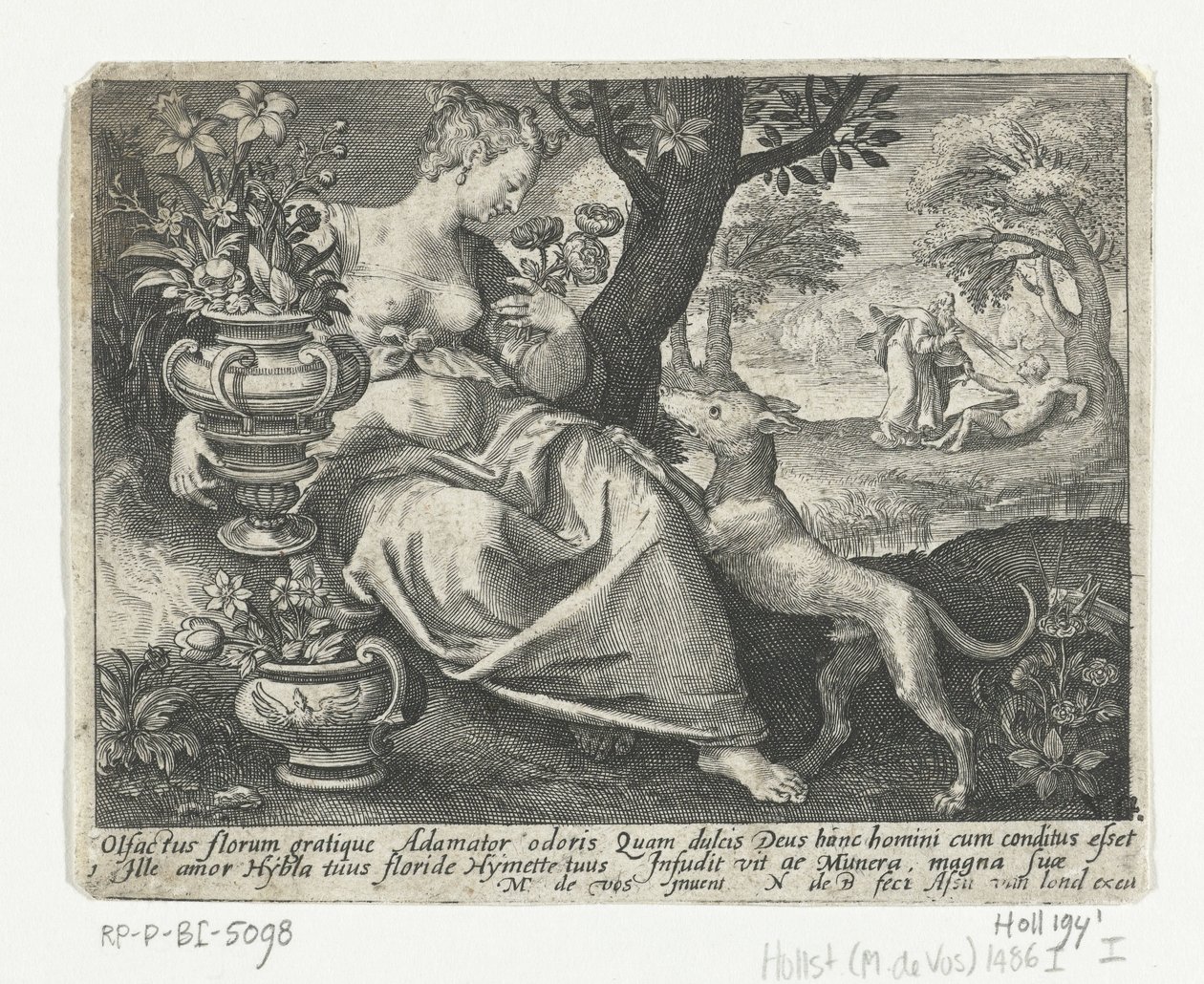 Sentido de olfacto
Cinco sentidos (título da série) de Nicolaes de Bruyn