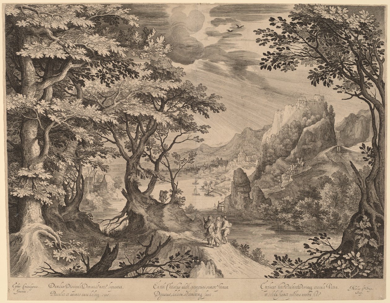 Os discípulos a caminho de Emaús de Nicolaes de Bruyn, after Gillis van Coninxloo III
