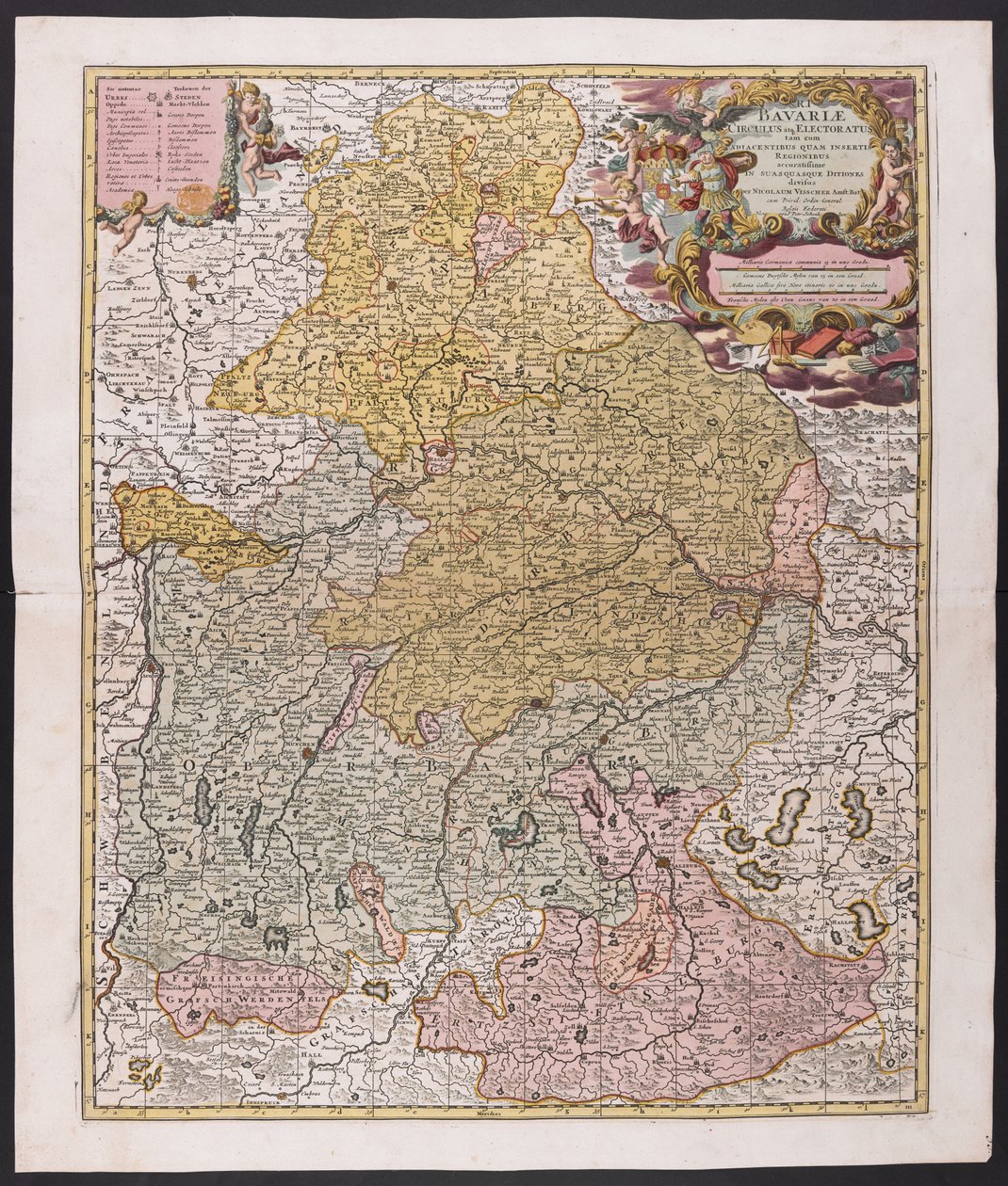 Mapa da Baviera,  Nicolaes Visscher, cartógrafo,  Por volta de 1730, de Nicolaes the Elder (after) Visscher