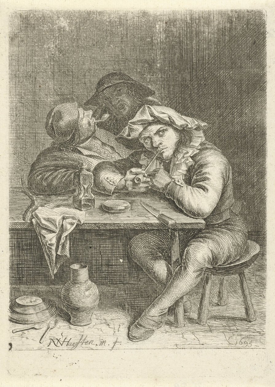 Dois fumadores a uma mesa de Nicolaes van Haeften