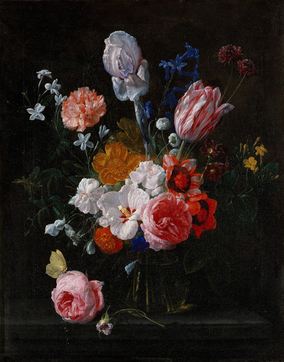 Um buquê de flores em um vaso de cristal, 1662. de Nicolaes van Veerendael