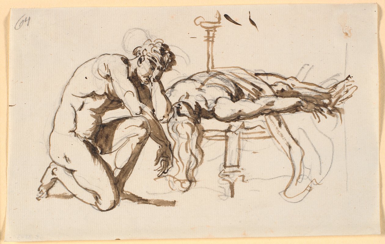Aquiles lamentando a morte de Pátrocles? de Nicolai Abildgaard