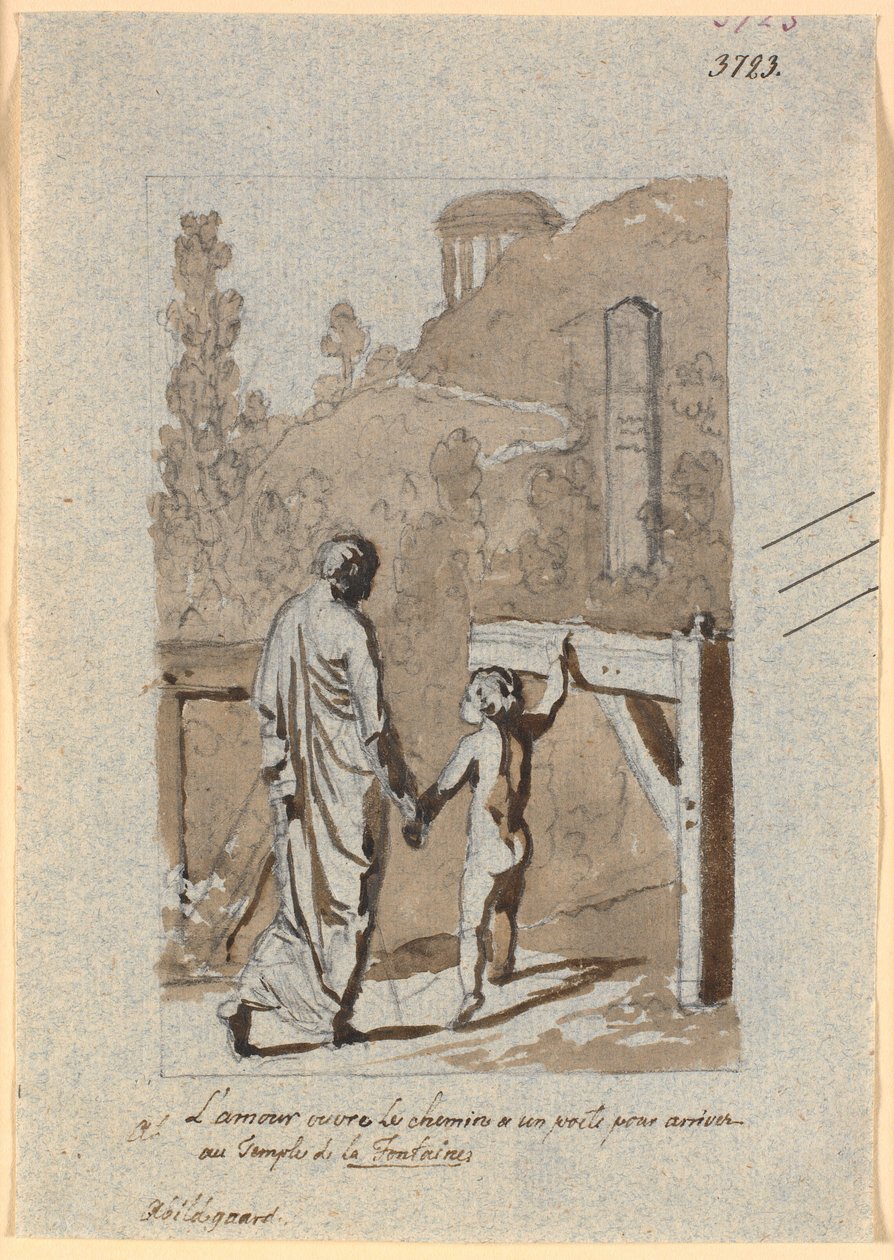 Amor abre a passagem para um poeta no templo de Lafontaine de Nicolai Abildgaard