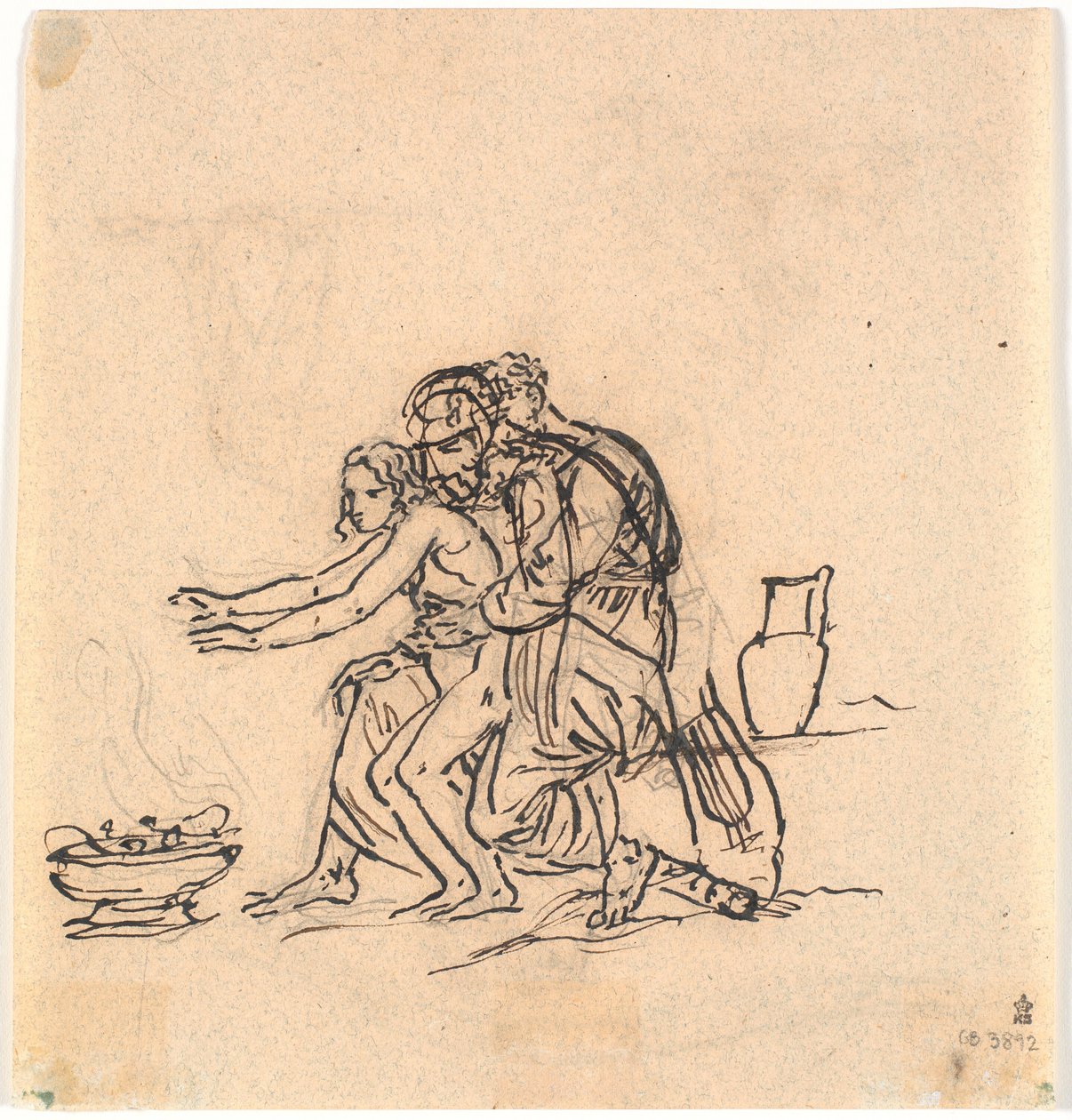 Anacreon e Amaryllis aquecendo as mãos sobre uma bacia de Nicolai Abildgaard