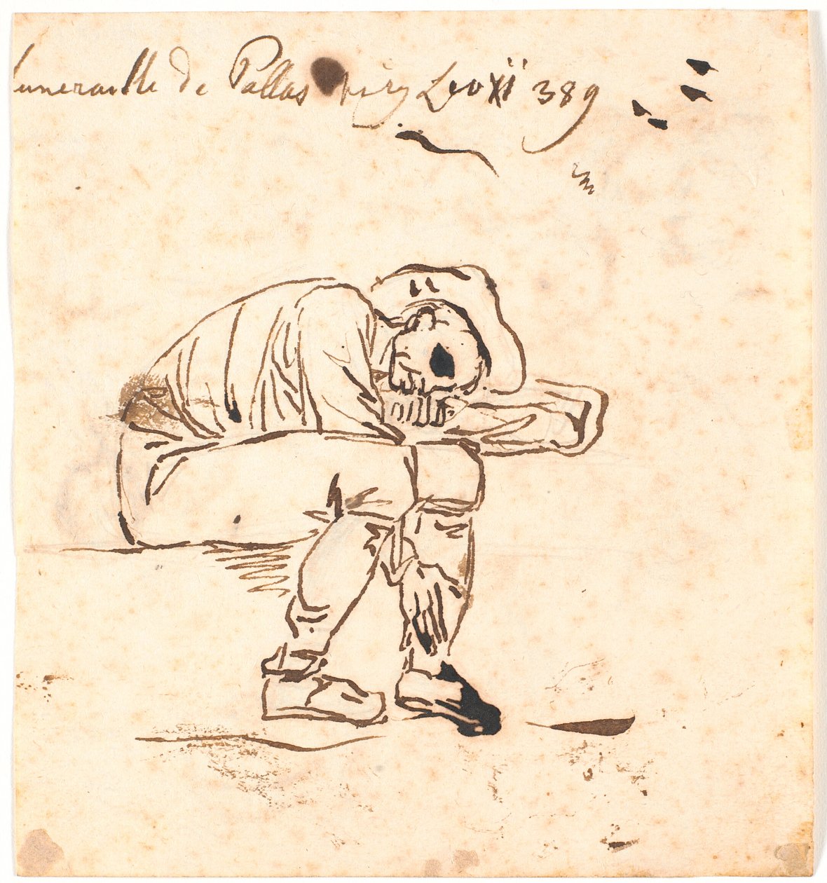 Camponês sentado e dormindo de Nicolai Abildgaard