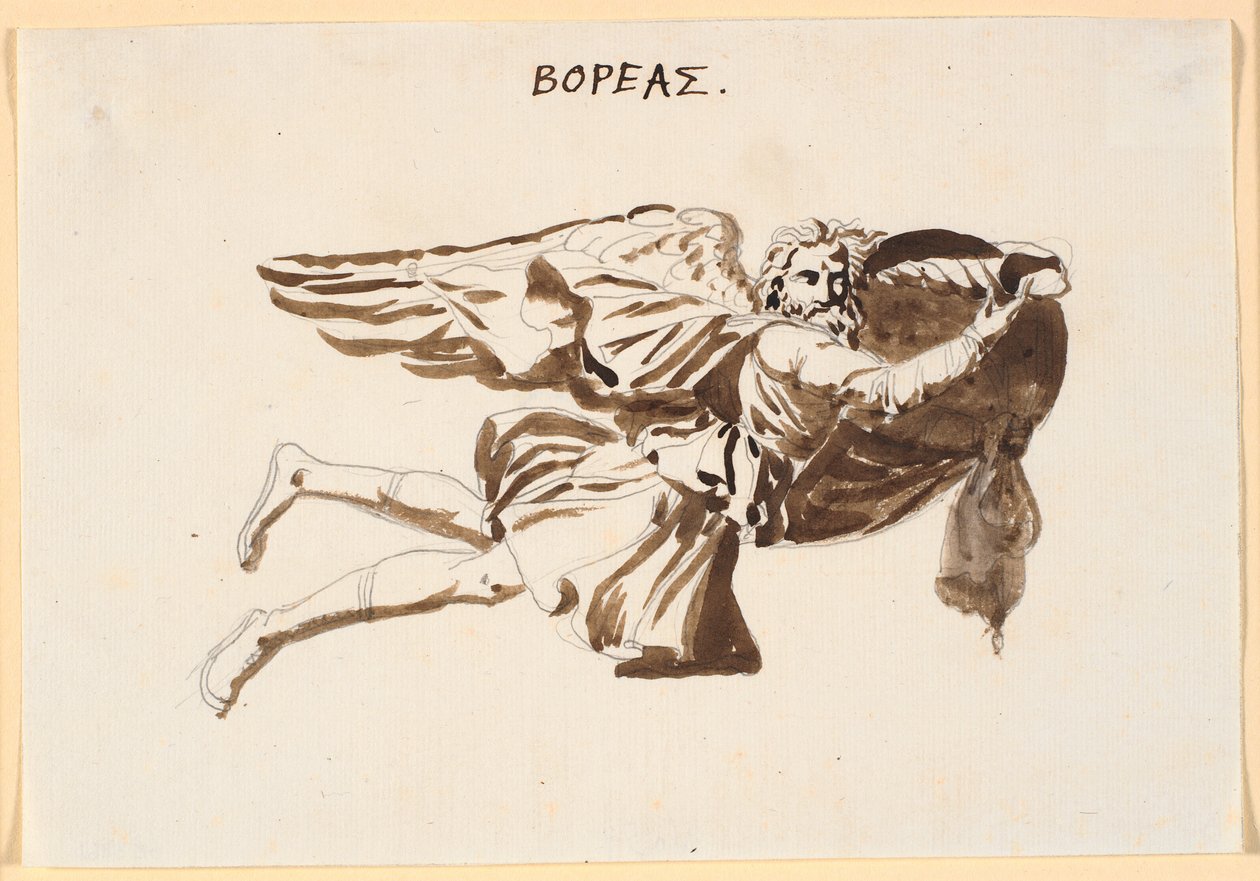Bóreas. Projecto de alívio na torre dos ventos em Pamphilus e Davus em conversa de Nicolai Abildgaard