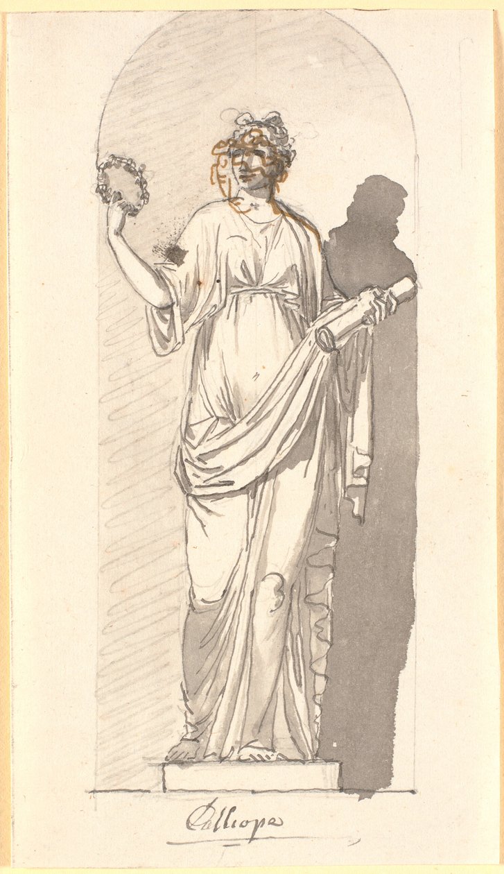 Calliope, a musa da poesia épica como uma estátua em um nicho de Nicolai Abildgaard