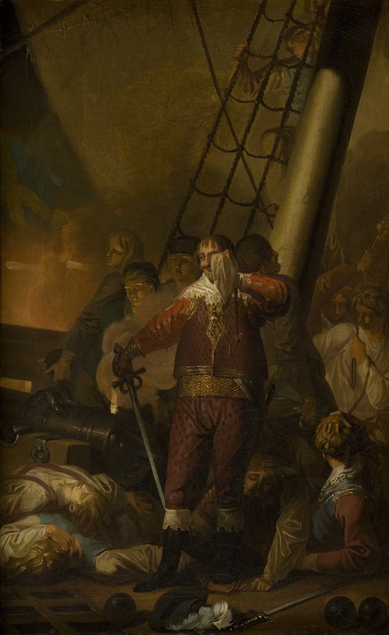 Christian IV a bordo de seu carro-chefe "The Trinity" de Nicolai Abildgaard