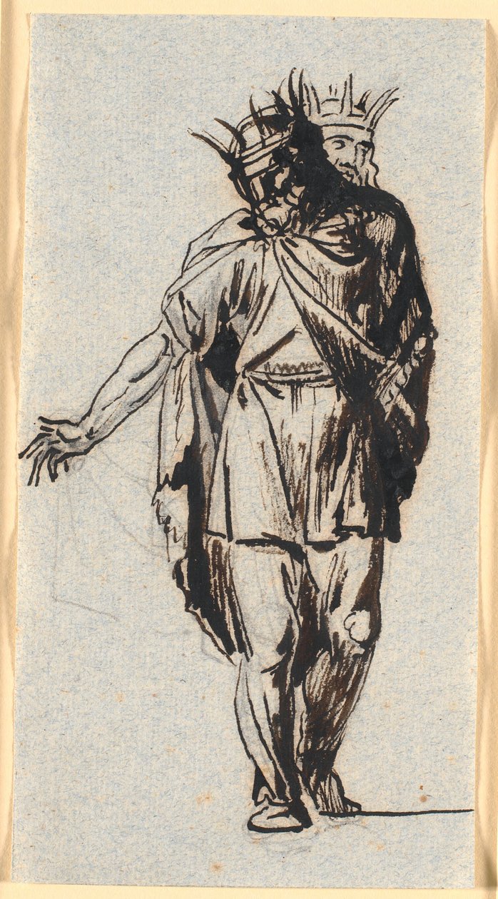 Uma figura real nórdica antiga (?), de pé com uma coroa na cabeça de Nicolai Abildgaard