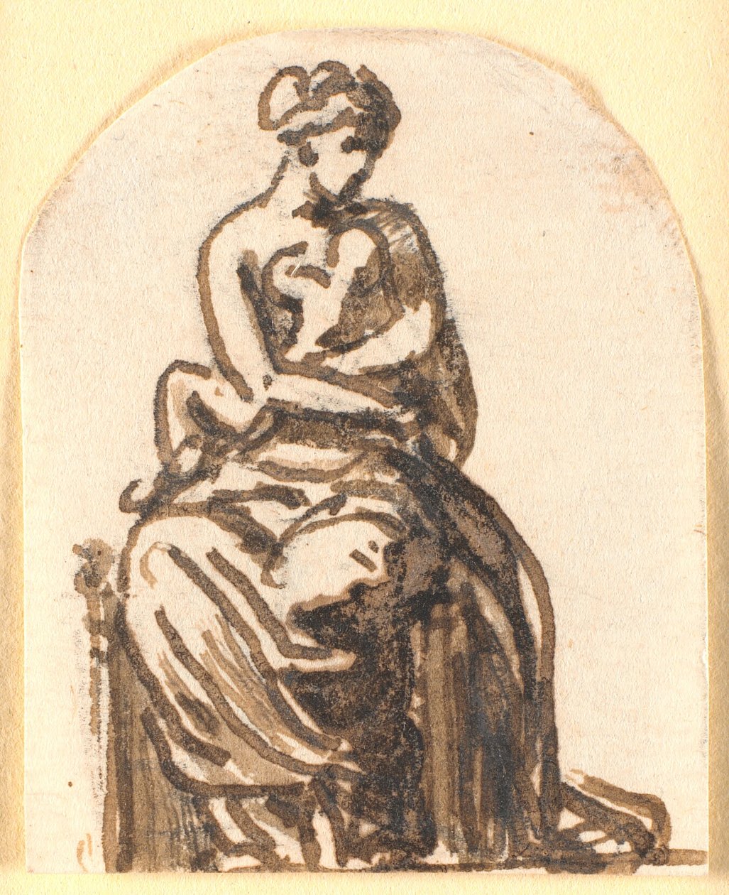 Uma mulher sentada com uma criança pequena nos braços de Nicolai Abildgaard