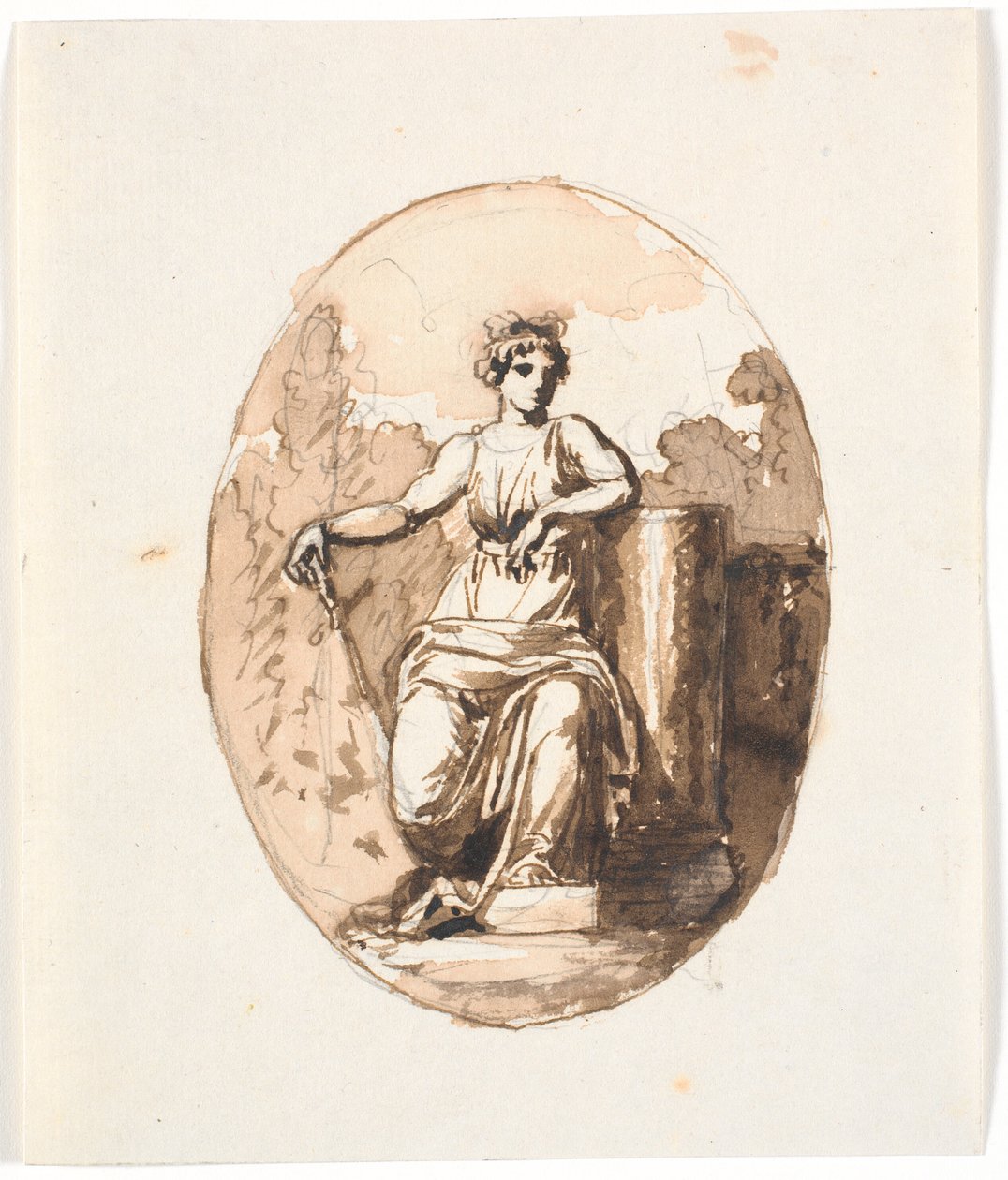 Uma figura feminina sentada, alegoria de força ou constância de Nicolai Abildgaard