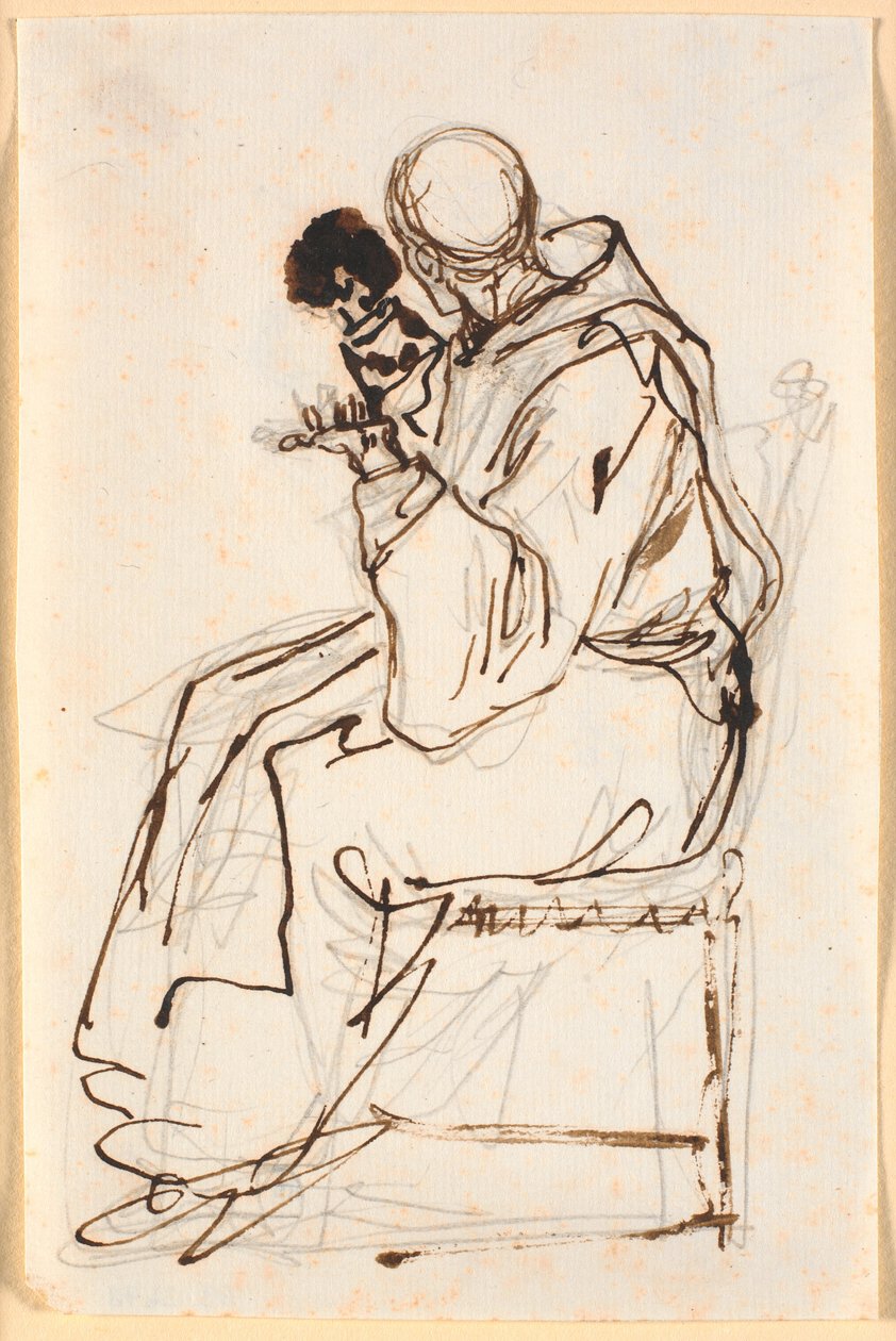 Um monge sentado de perfil à esquerda. de Nicolai Abildgaard